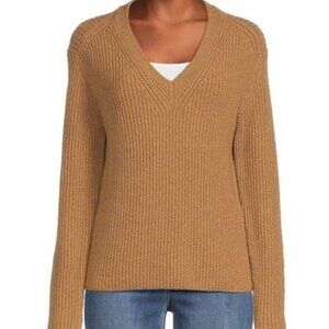 Vince Shaker Rib V-neck Sweater In Camel NWT size XS